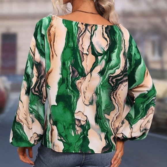 Elliana Boat Neck Blouse - Emerald Cream - Picture 3 of 4